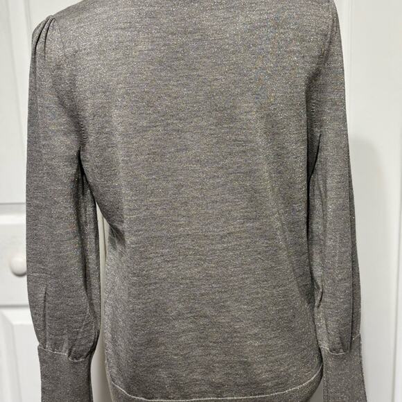 Talbots Light Gray Silver Shimmery Knit Sweater Medium Regency-core - Picture 3 of 5
